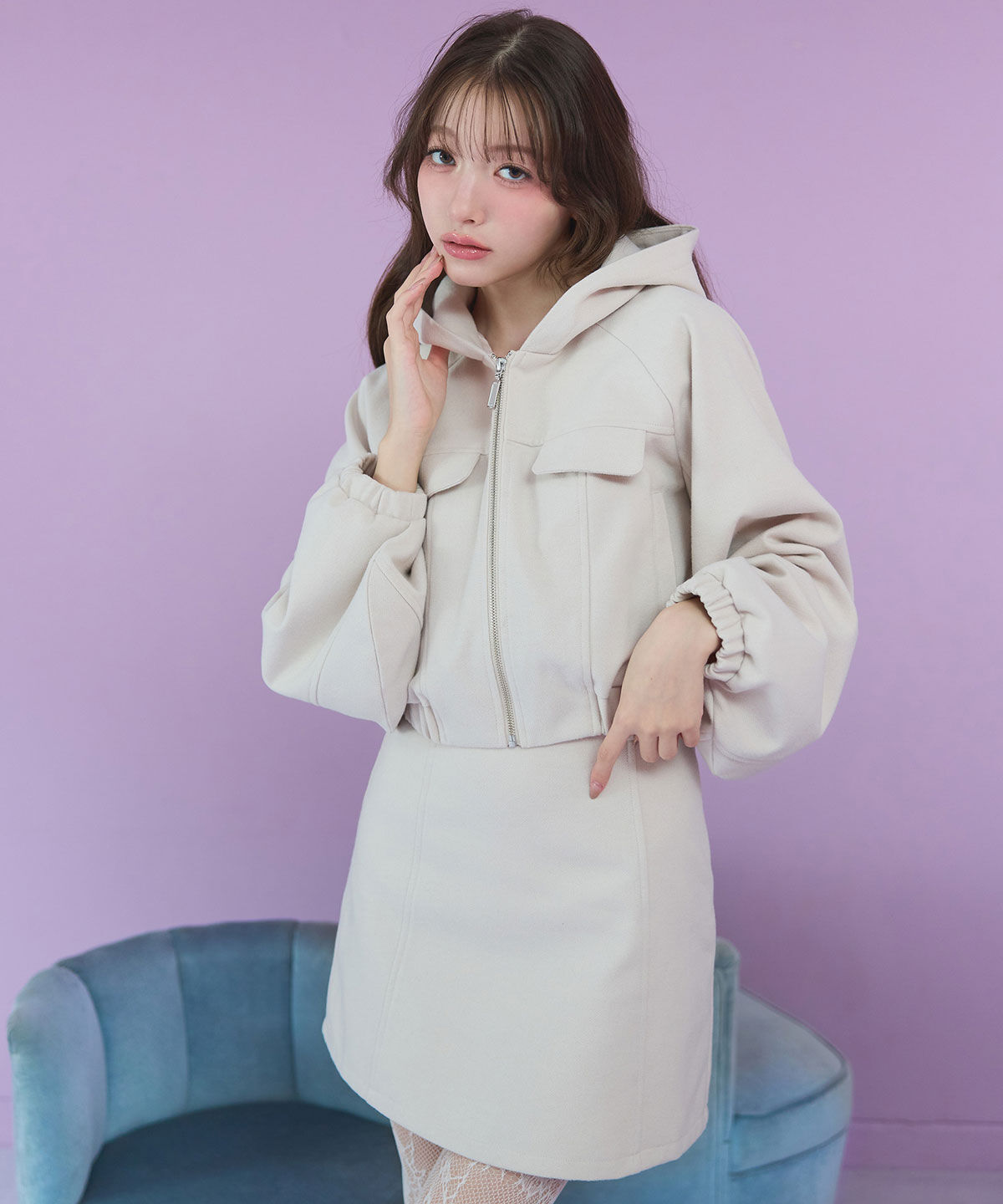 REDYAZEL「ビッグスリーブフードショートブルゾン」|ブルゾン・スタジャン|ﾗｲﾄﾍﾞｰｼﾞｭ