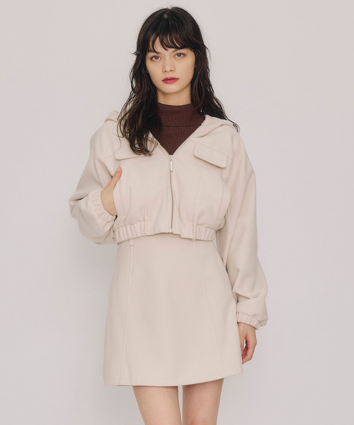 REDYAZEL「ビッグスリーブフードショートブルゾン」|ブルゾン・スタジャン|