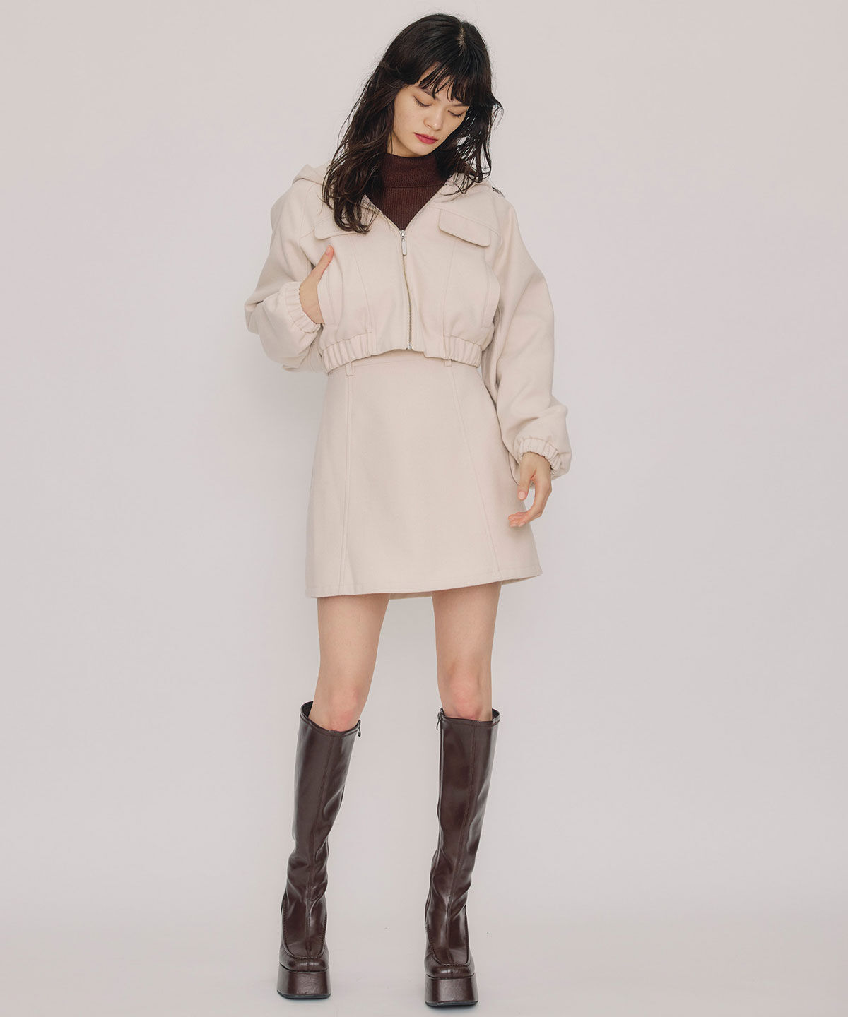 REDYAZEL「ビッグスリーブフードショートブルゾン」|ブルゾン・スタジャン|