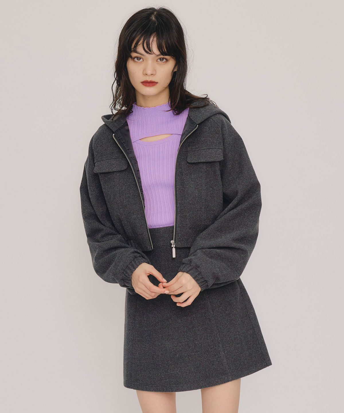 REDYAZEL「ビッグスリーブフードショートブルゾン」|ブルゾン・スタジャン|