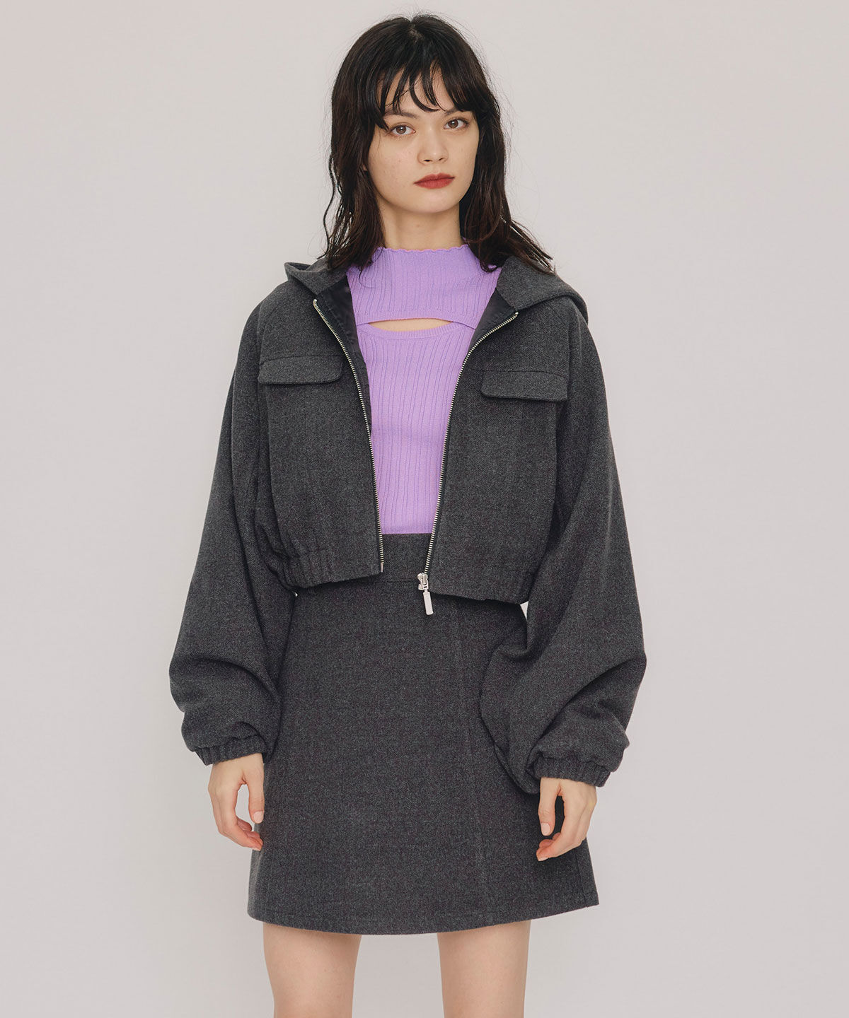 REDYAZEL「ビッグスリーブフードショートブルゾン」|ブルゾン・スタジャン|