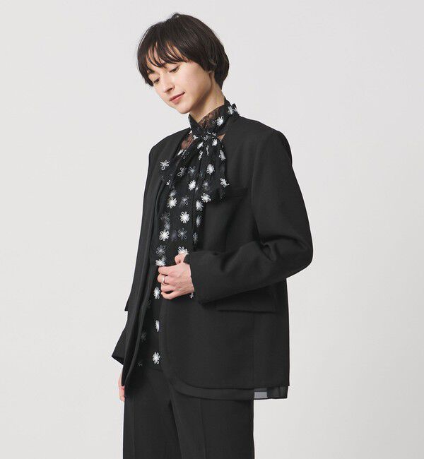 UNITED ARROWS「オーガンジー コンビ ジャケット」|ノーカラージャケット|