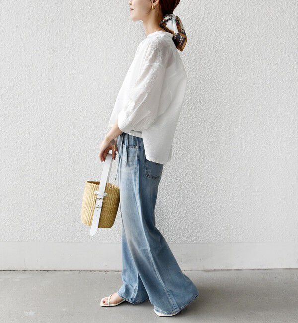 SHIPS for women「《予約》〈手洗い可能〉サッカー 裾 ドロスト メタル ボタン シャツ」|シャツ・ブラウス|