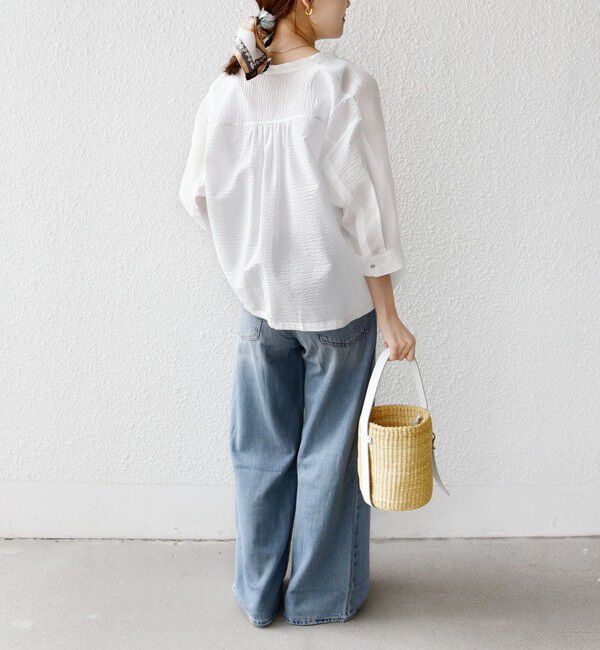 SHIPS for women「《予約》〈手洗い可能〉サッカー 裾 ドロスト メタル ボタン シャツ」|シャツ・ブラウス|