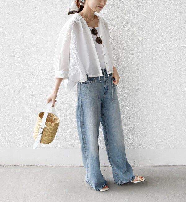 SHIPS for women「《予約》〈手洗い可能〉サッカー 裾 ドロスト メタル ボタン シャツ」|シャツ・ブラウス|