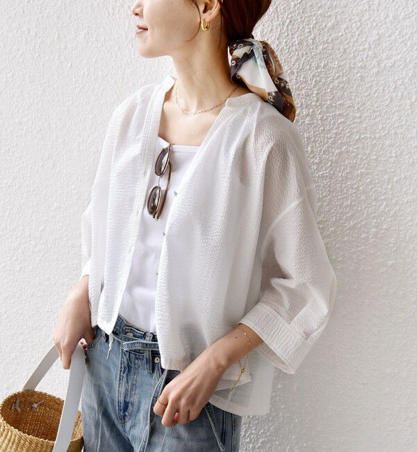 SHIPS for women「《予約》〈手洗い可能〉サッカー 裾 ドロスト メタル ボタン シャツ」|シャツ・ブラウス|