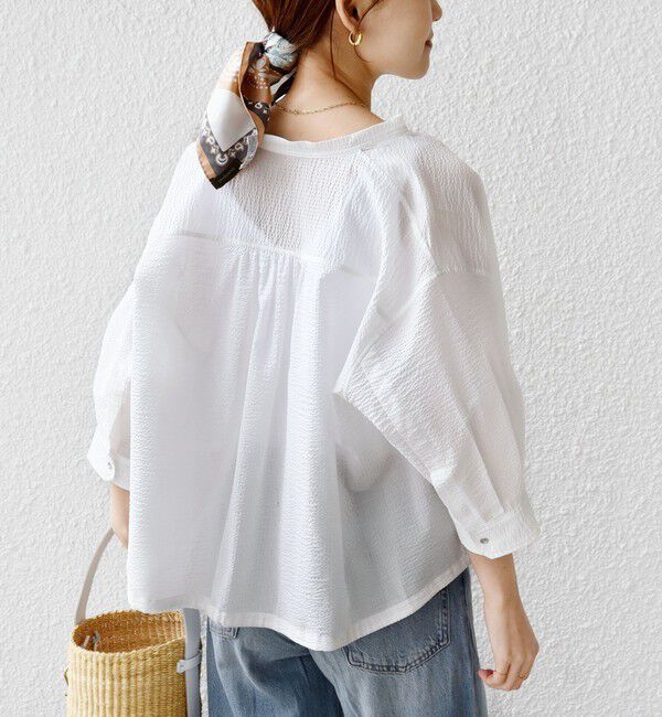 SHIPS for women「《予約》〈手洗い可能〉サッカー 裾 ドロスト メタル ボタン シャツ」|シャツ・ブラウス|