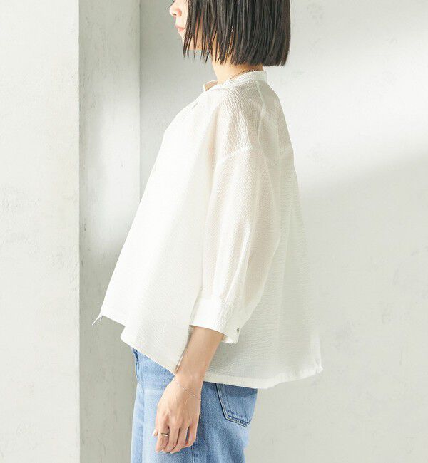 SHIPS for women「《予約》〈手洗い可能〉サッカー 裾 ドロスト メタル ボタン シャツ」|シャツ・ブラウス|