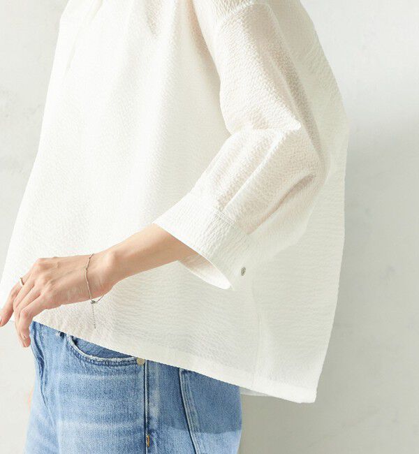 SHIPS for women「《予約》〈手洗い可能〉サッカー 裾 ドロスト メタル ボタン シャツ」|シャツ・ブラウス|