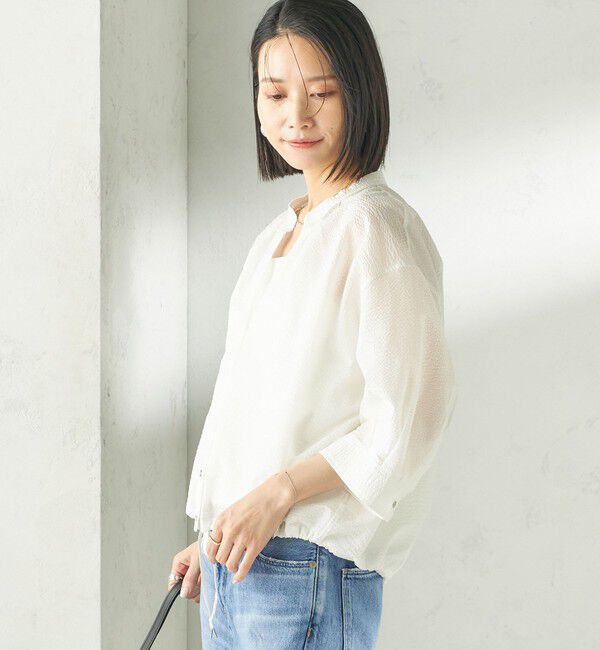 SHIPS for women「《予約》〈手洗い可能〉サッカー 裾 ドロスト メタル ボタン シャツ」|シャツ・ブラウス|