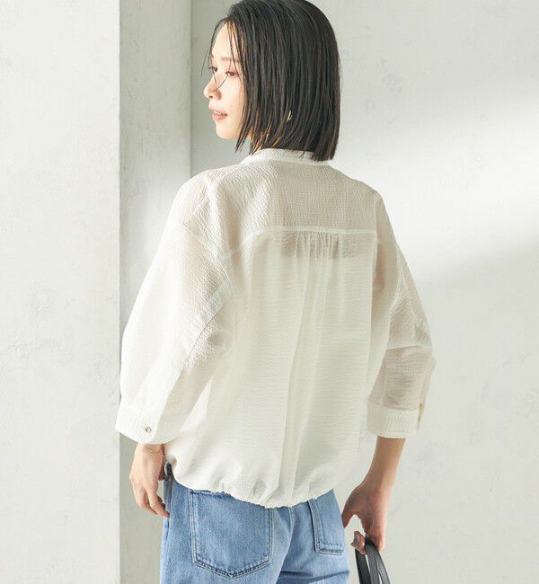 SHIPS for women「《予約》〈手洗い可能〉サッカー 裾 ドロスト メタル ボタン シャツ」|シャツ・ブラウス|