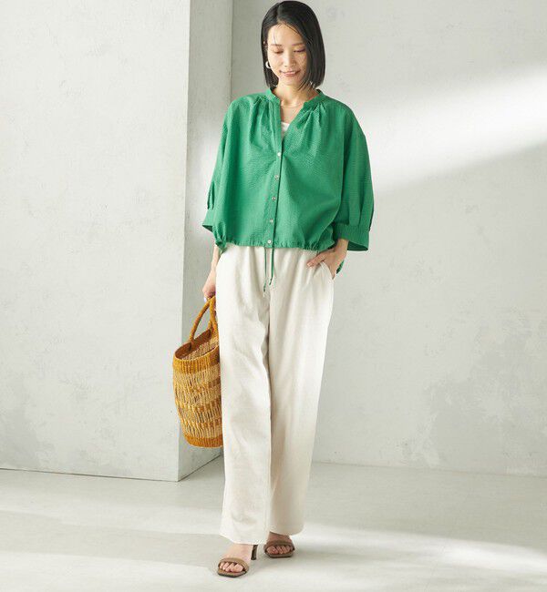 SHIPS for women「《予約》〈手洗い可能〉サッカー 裾 ドロスト メタル ボタン シャツ」|シャツ・ブラウス|