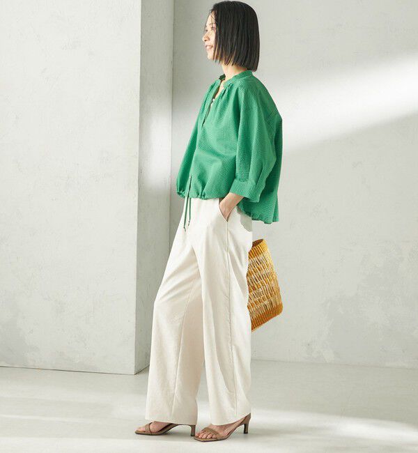 SHIPS for women「《予約》〈手洗い可能〉サッカー 裾 ドロスト メタル ボタン シャツ」|シャツ・ブラウス|