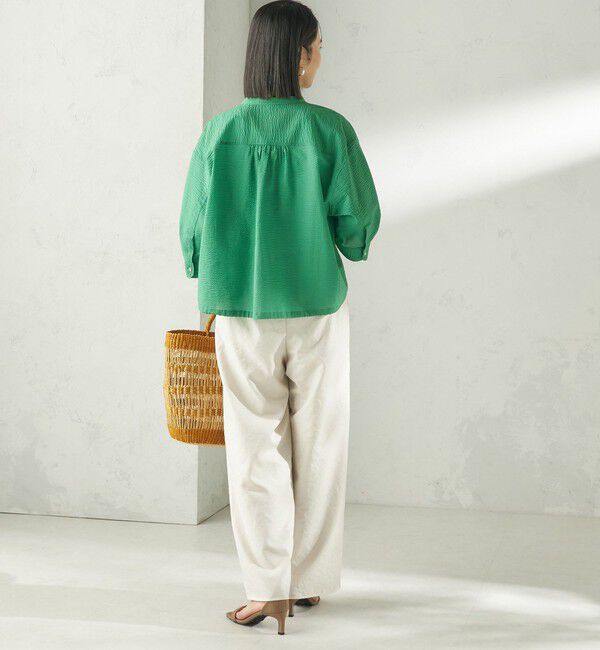 SHIPS for women「《予約》〈手洗い可能〉サッカー 裾 ドロスト メタル ボタン シャツ」|シャツ・ブラウス|