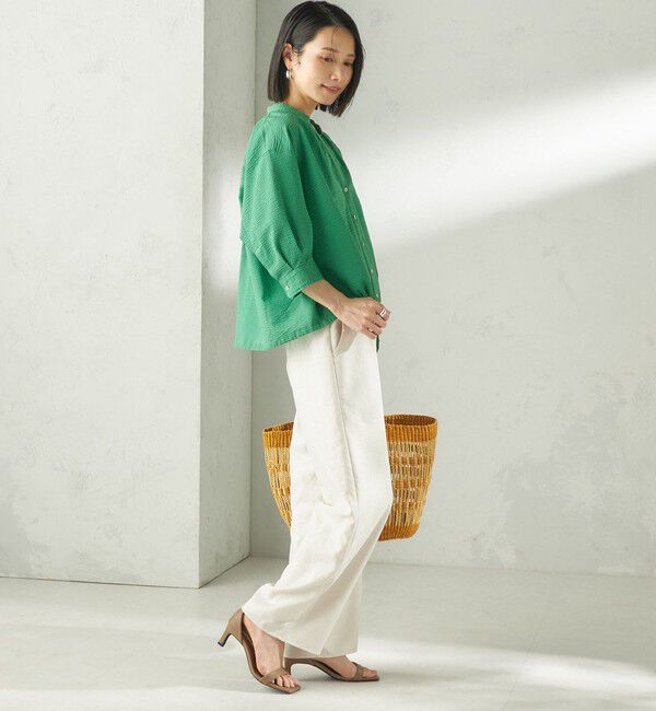 SHIPS for women「《予約》〈手洗い可能〉サッカー 裾 ドロスト メタル ボタン シャツ」|シャツ・ブラウス|