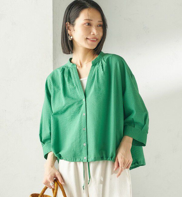 SHIPS for women「《予約》〈手洗い可能〉サッカー 裾 ドロスト メタル ボタン シャツ」|シャツ・ブラウス|