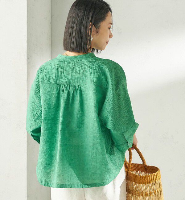 SHIPS for women「《予約》〈手洗い可能〉サッカー 裾 ドロスト メタル ボタン シャツ」|シャツ・ブラウス|