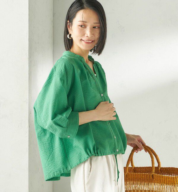 SHIPS for women「《予約》〈手洗い可能〉サッカー 裾 ドロスト メタル ボタン シャツ」|シャツ・ブラウス|