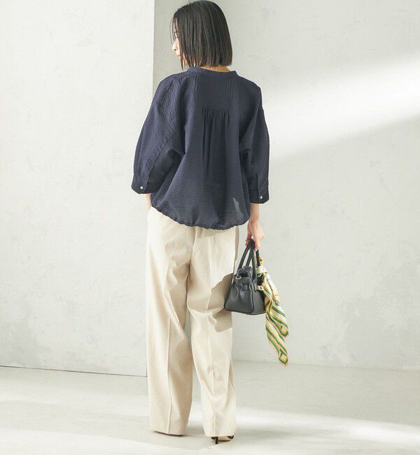 SHIPS for women「《予約》〈手洗い可能〉サッカー 裾 ドロスト メタル ボタン シャツ」|シャツ・ブラウス|