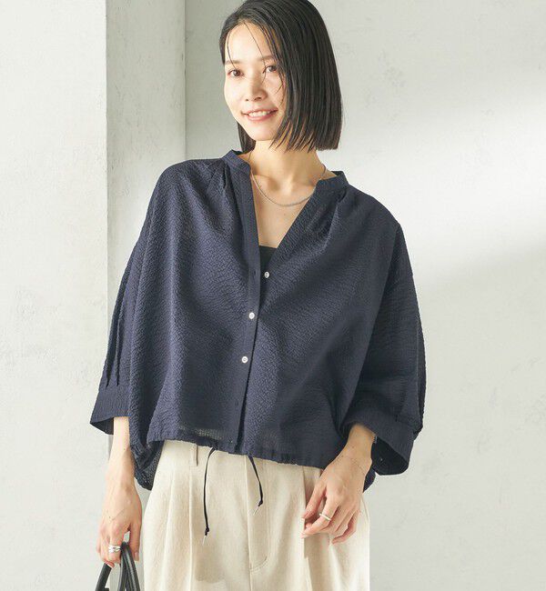 SHIPS for women「《予約》〈手洗い可能〉サッカー 裾 ドロスト メタル ボタン シャツ」|シャツ・ブラウス|