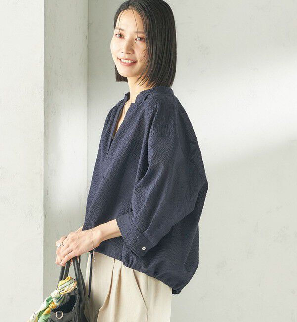 SHIPS for women「《予約》〈手洗い可能〉サッカー 裾 ドロスト メタル ボタン シャツ」|シャツ・ブラウス|