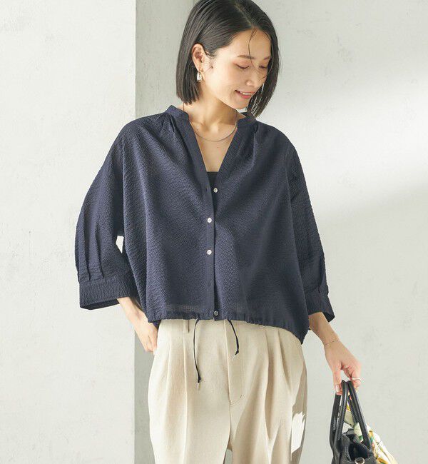 SHIPS for women「《予約》〈手洗い可能〉サッカー 裾 ドロスト メタル ボタン シャツ」|シャツ・ブラウス|