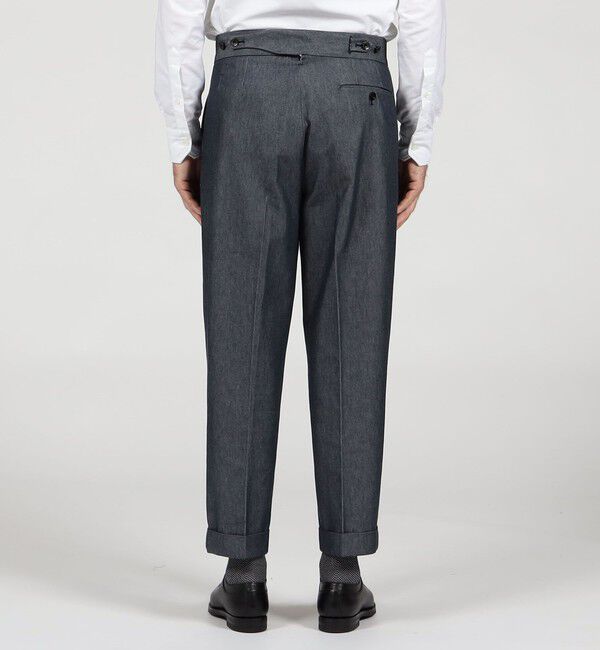 TOMORROWLAND MENS「コットンカシミヤ バックベルト ペグトップスラックス SONDRIO」|スラックス|