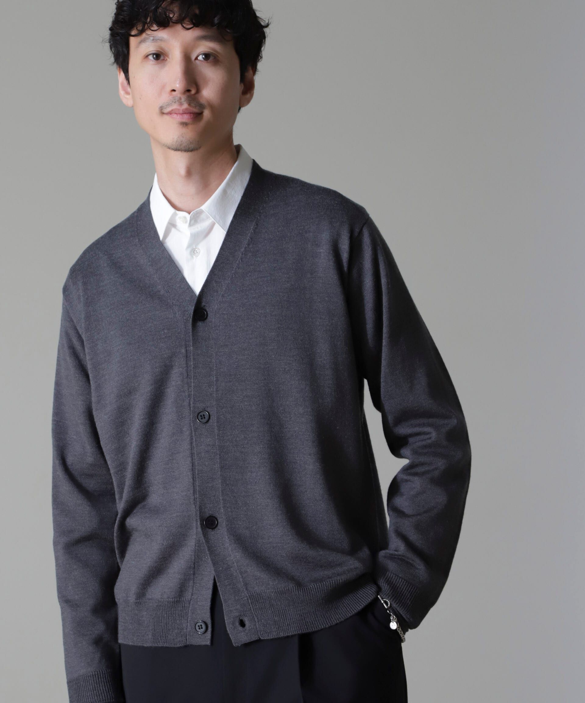 nano･universe「タスマニアミックスベーシックカーディガン」|ニット・セーター|