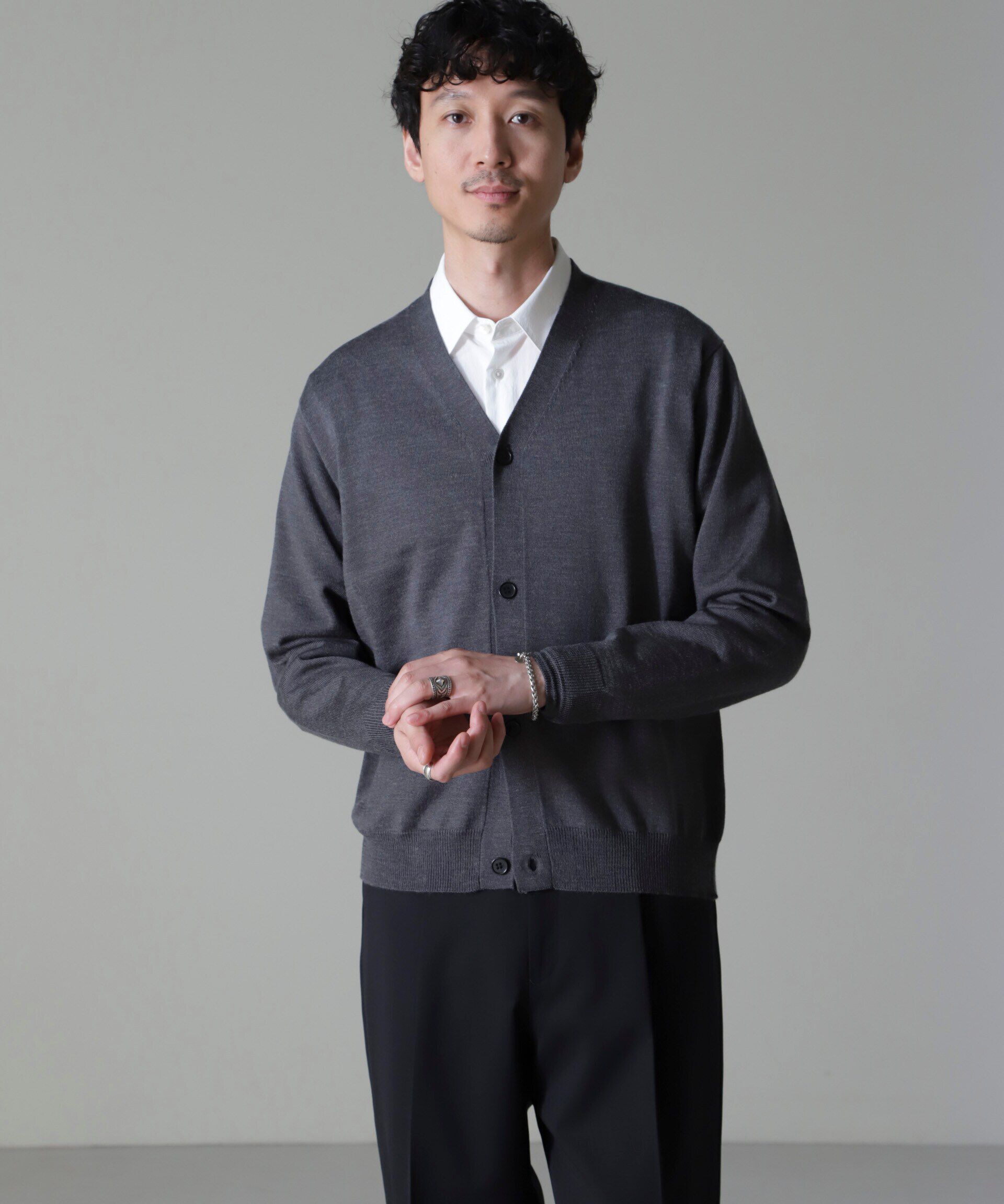 nano･universe「タスマニアミックスベーシックカーディガン」|ニット・セーター|