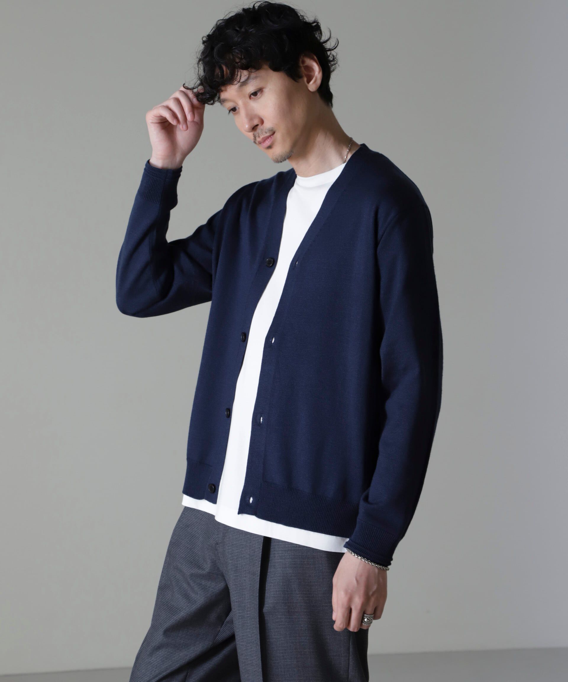 nano･universe「タスマニアミックスベーシックカーディガン」|ニット・セーター|