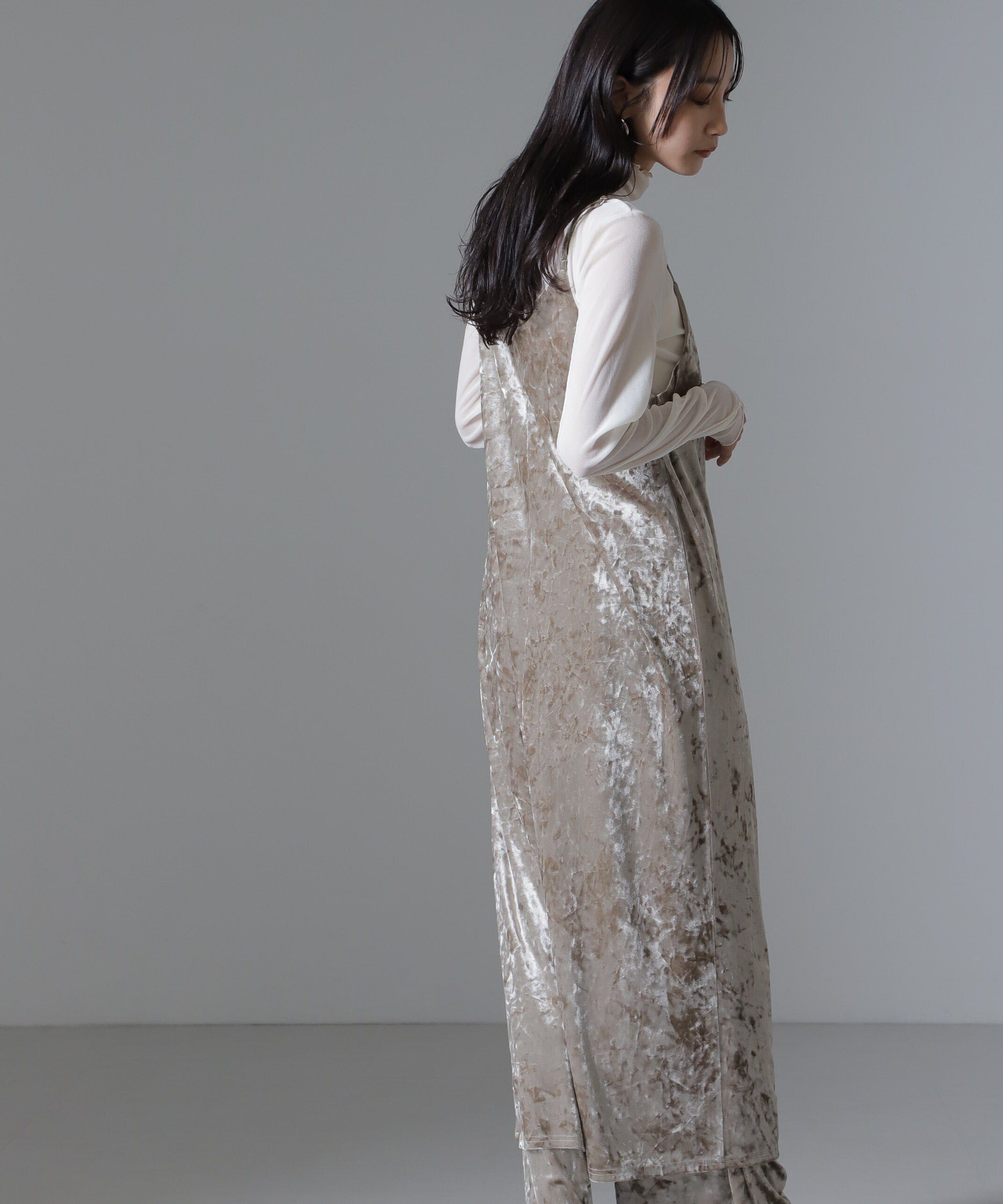 nano･universe「ベロアキャミソールワンピース（セットアップ可）」|ワンピース|