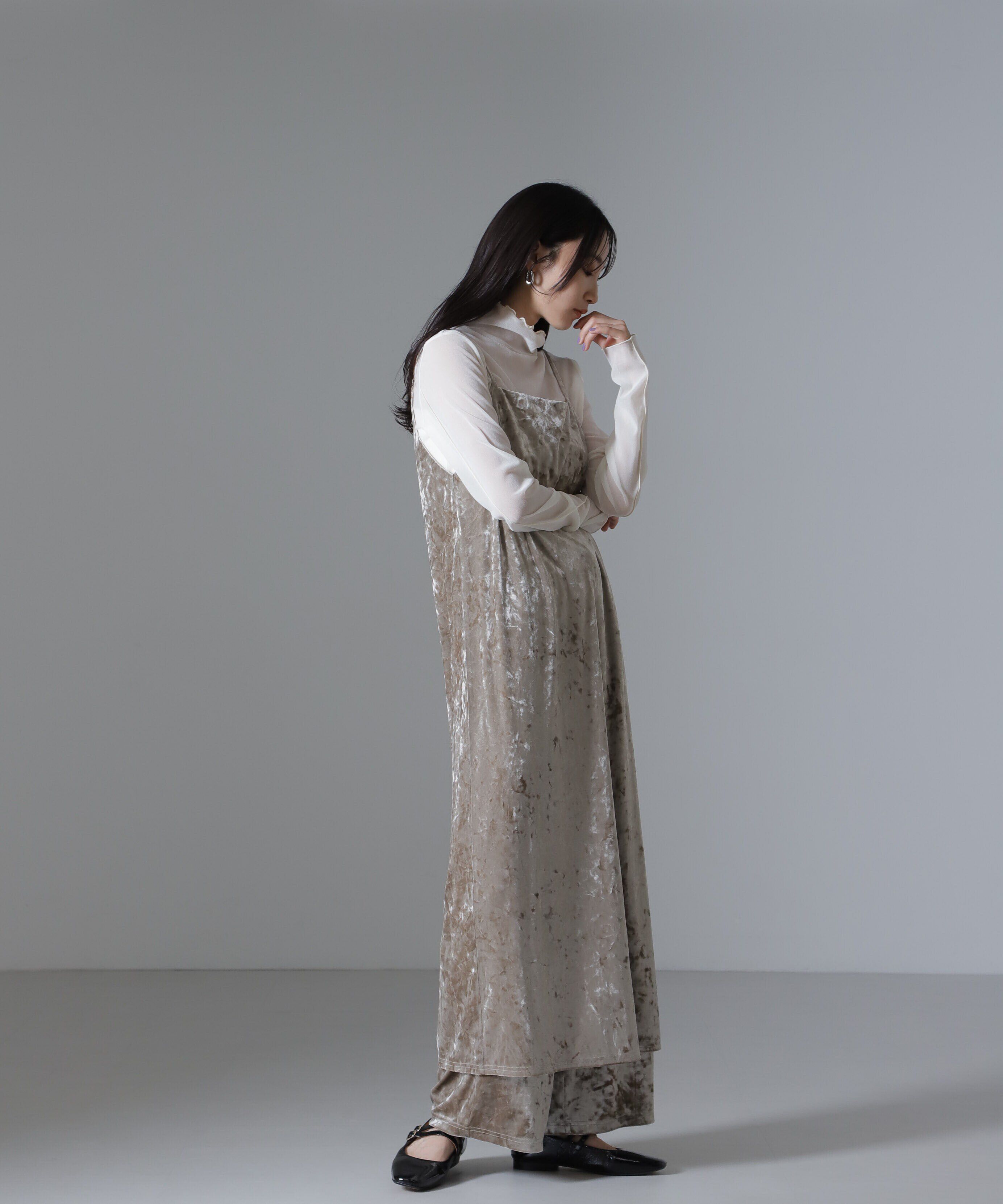 nano･universe「ベロアキャミソールワンピース（セットアップ可）」|ワンピース|