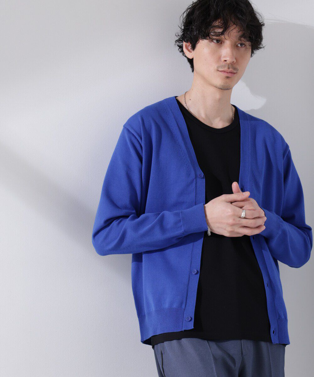 nano･universe「プレーティングスタンダードカーディガン」|ニット・セーター|ブルー