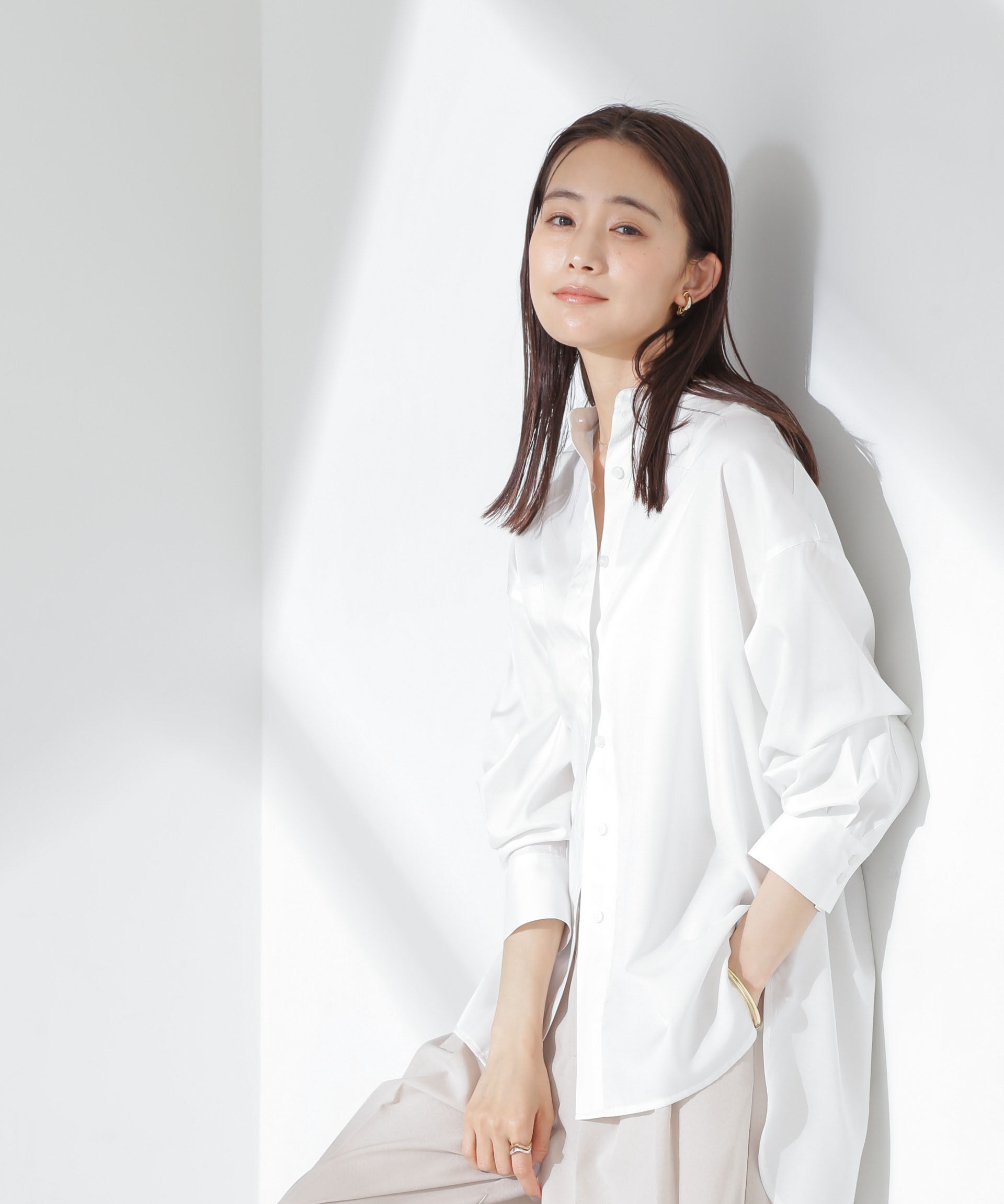 nano･universe「とろみバンドカラーシャツ」|シャツ・ブラウス|