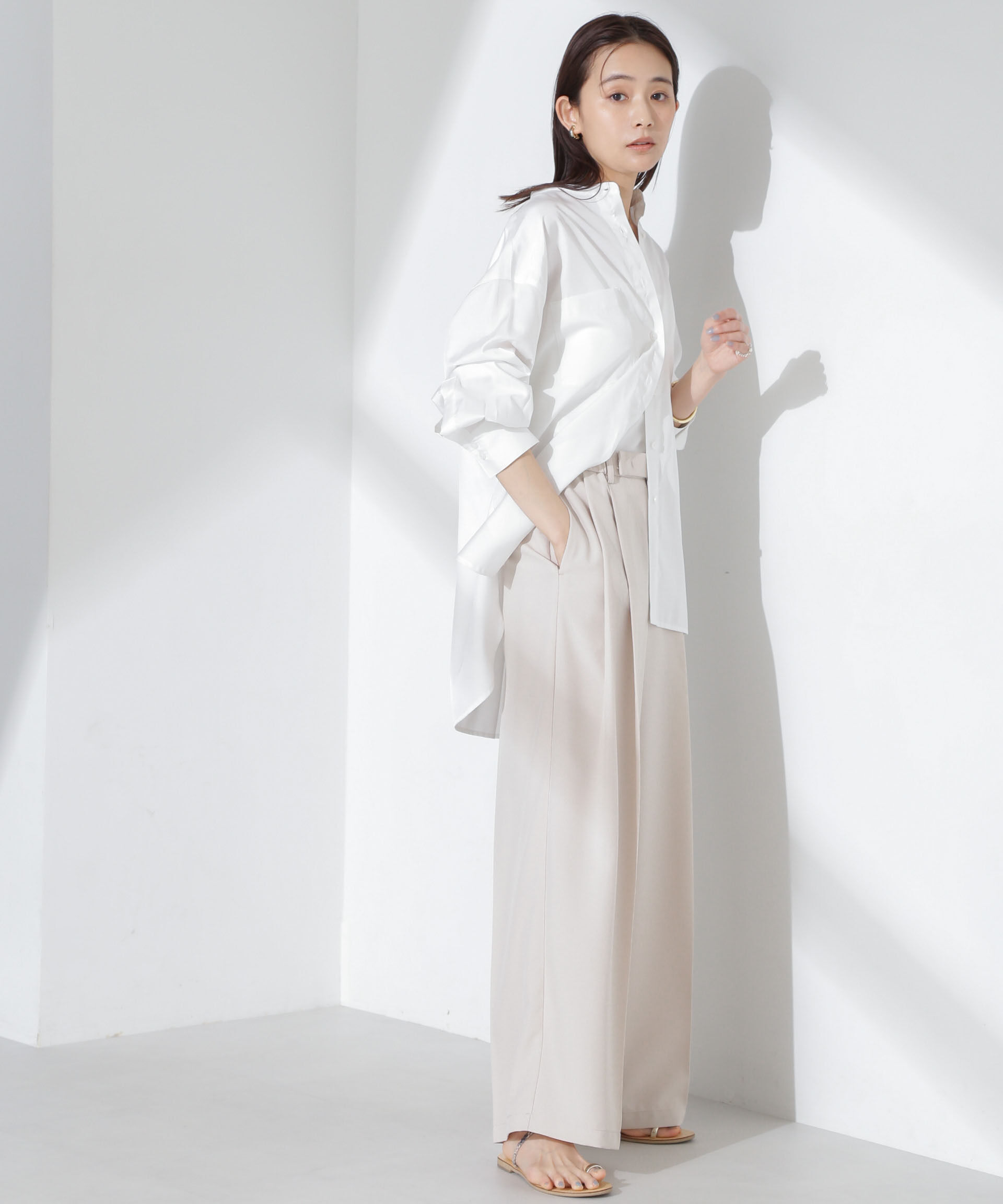 nano･universe「とろみバンドカラーシャツ」|シャツ・ブラウス|