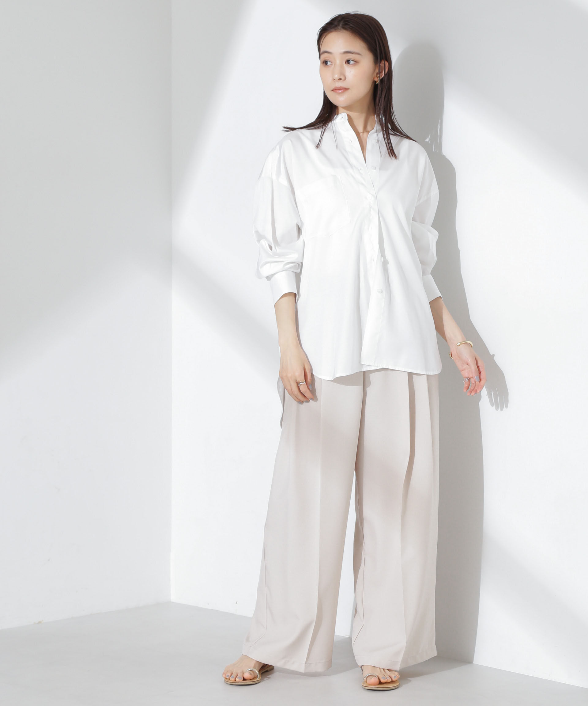 nano･universe「とろみバンドカラーシャツ」|シャツ・ブラウス|