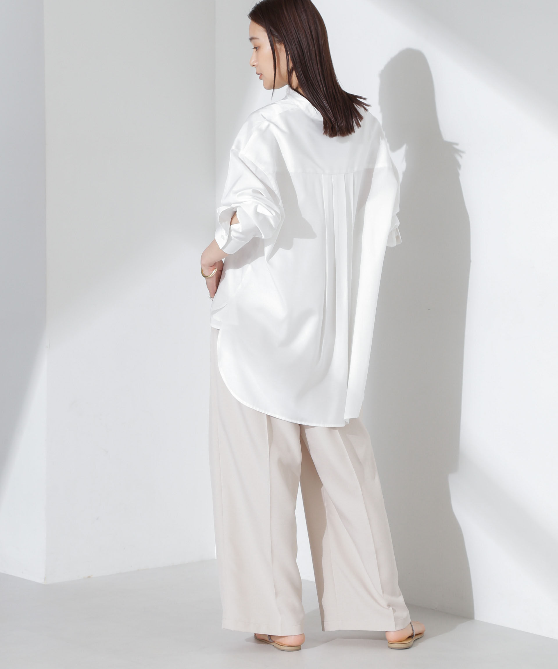 nano･universe「とろみバンドカラーシャツ」|シャツ・ブラウス|