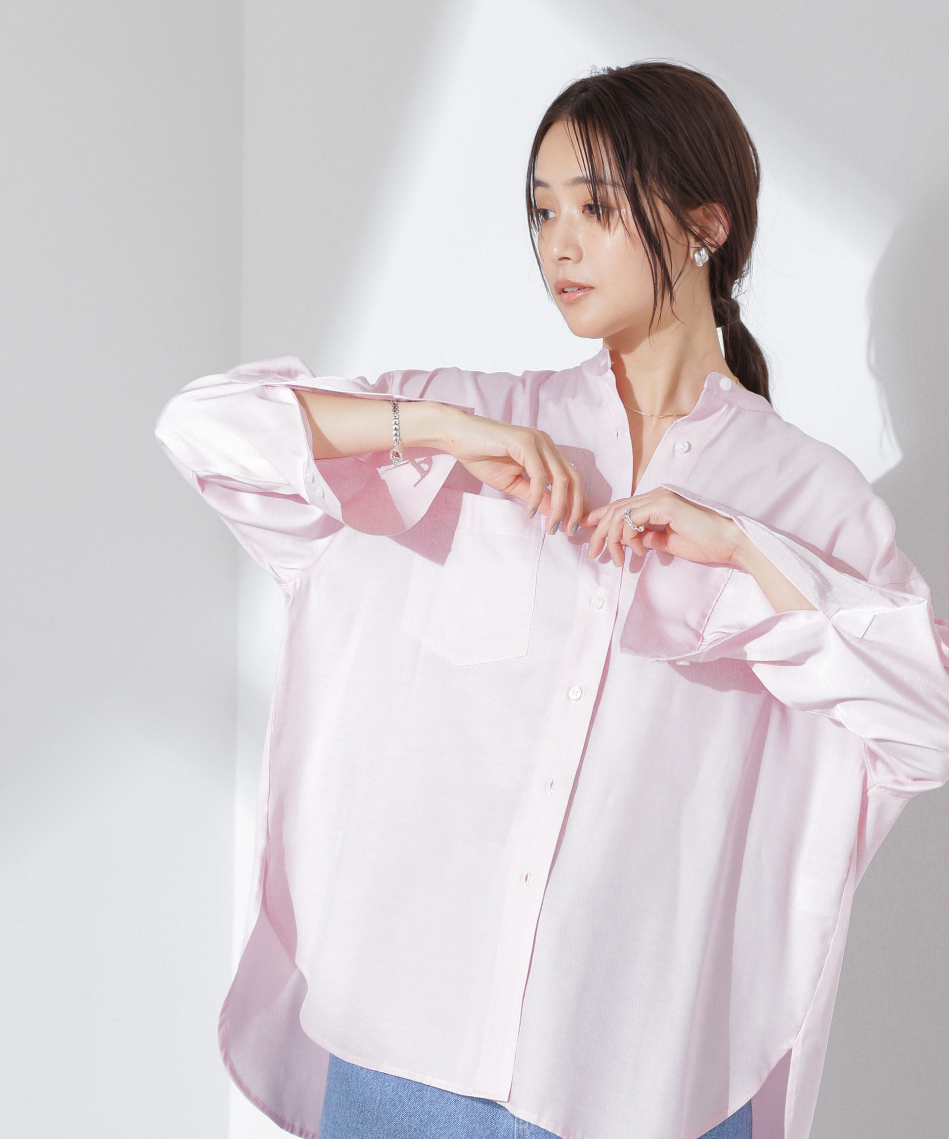 nano･universe「とろみバンドカラーシャツ」|シャツ・ブラウス|