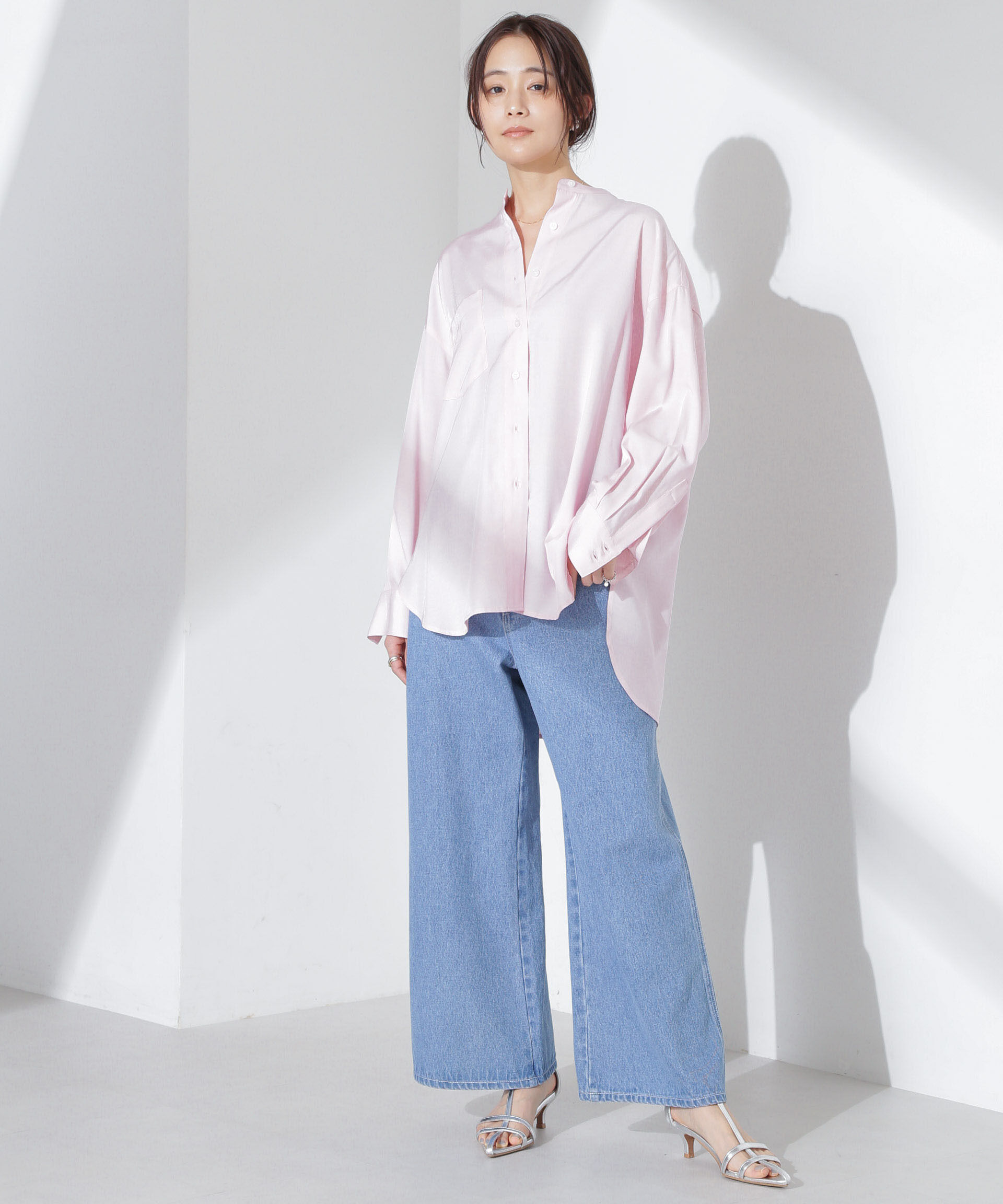 nano･universe「とろみバンドカラーシャツ」|シャツ・ブラウス|