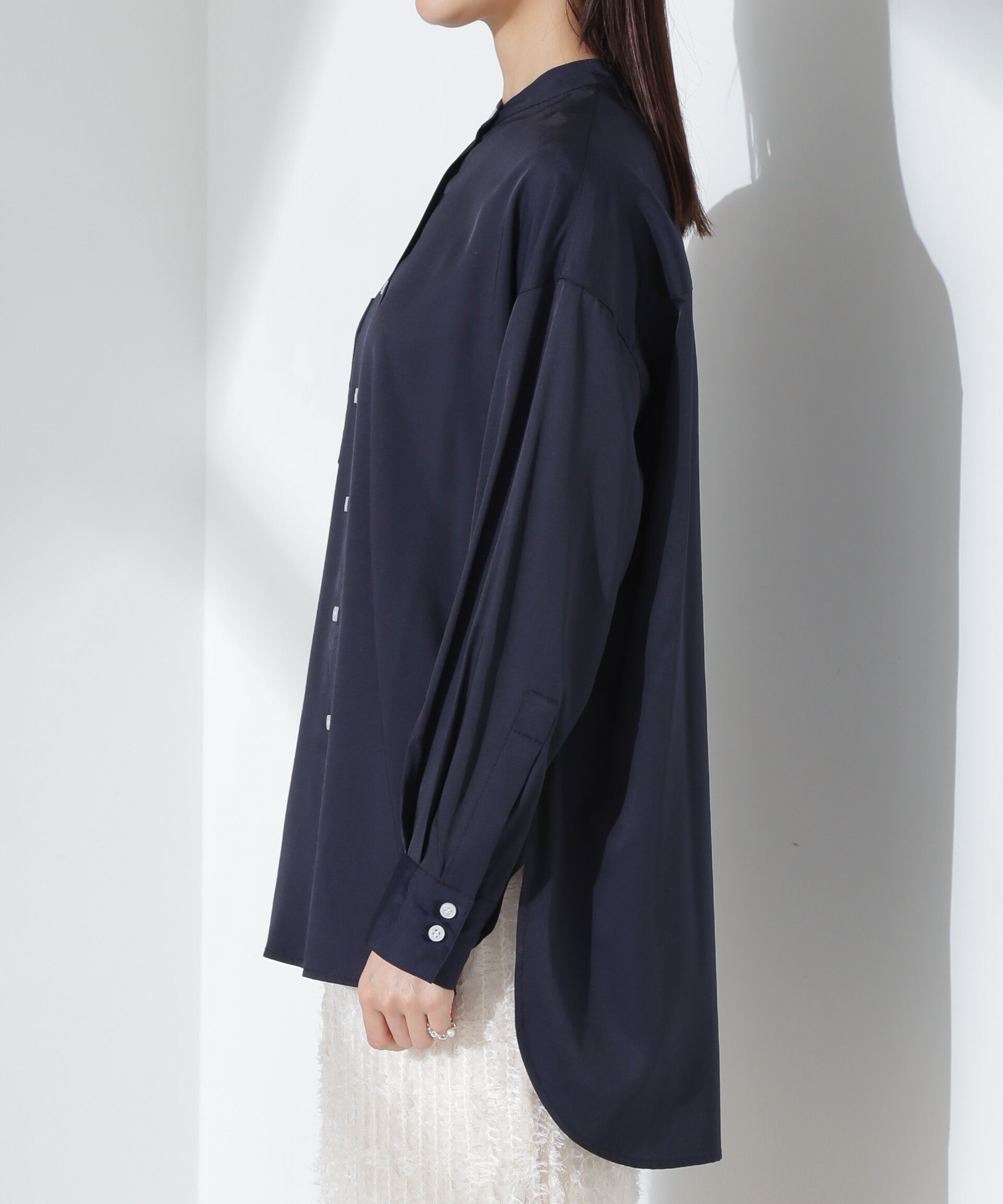 nano･universe「とろみバンドカラーシャツ」|シャツ・ブラウス|