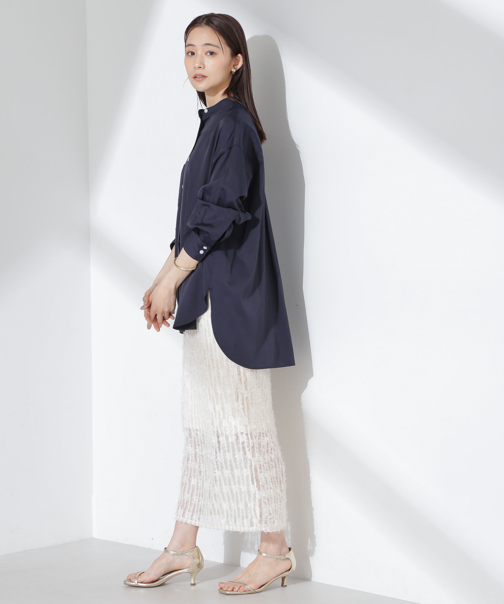 nano･universe「とろみバンドカラーシャツ」|シャツ・ブラウス|