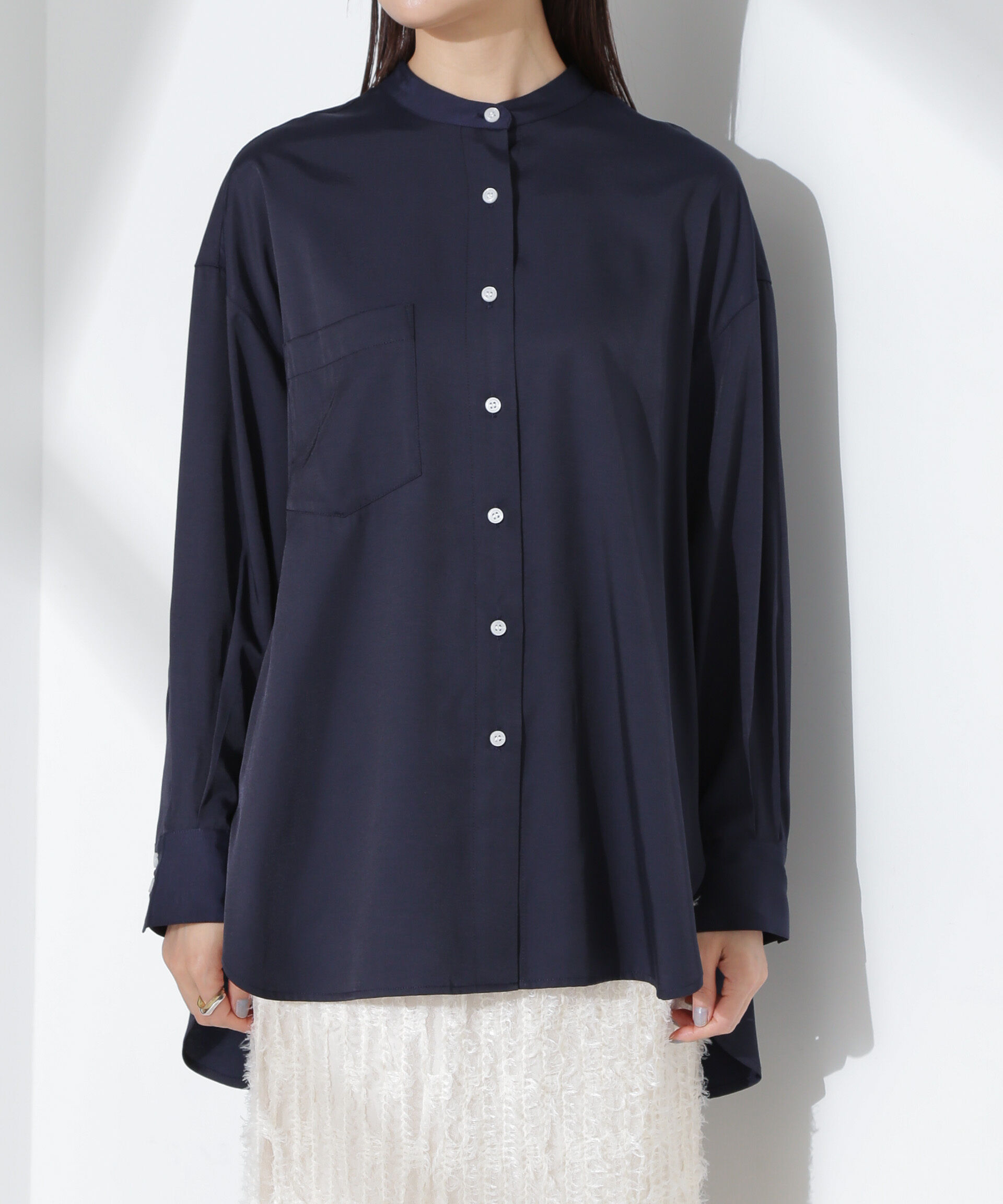 nano･universe「とろみバンドカラーシャツ」|シャツ・ブラウス|