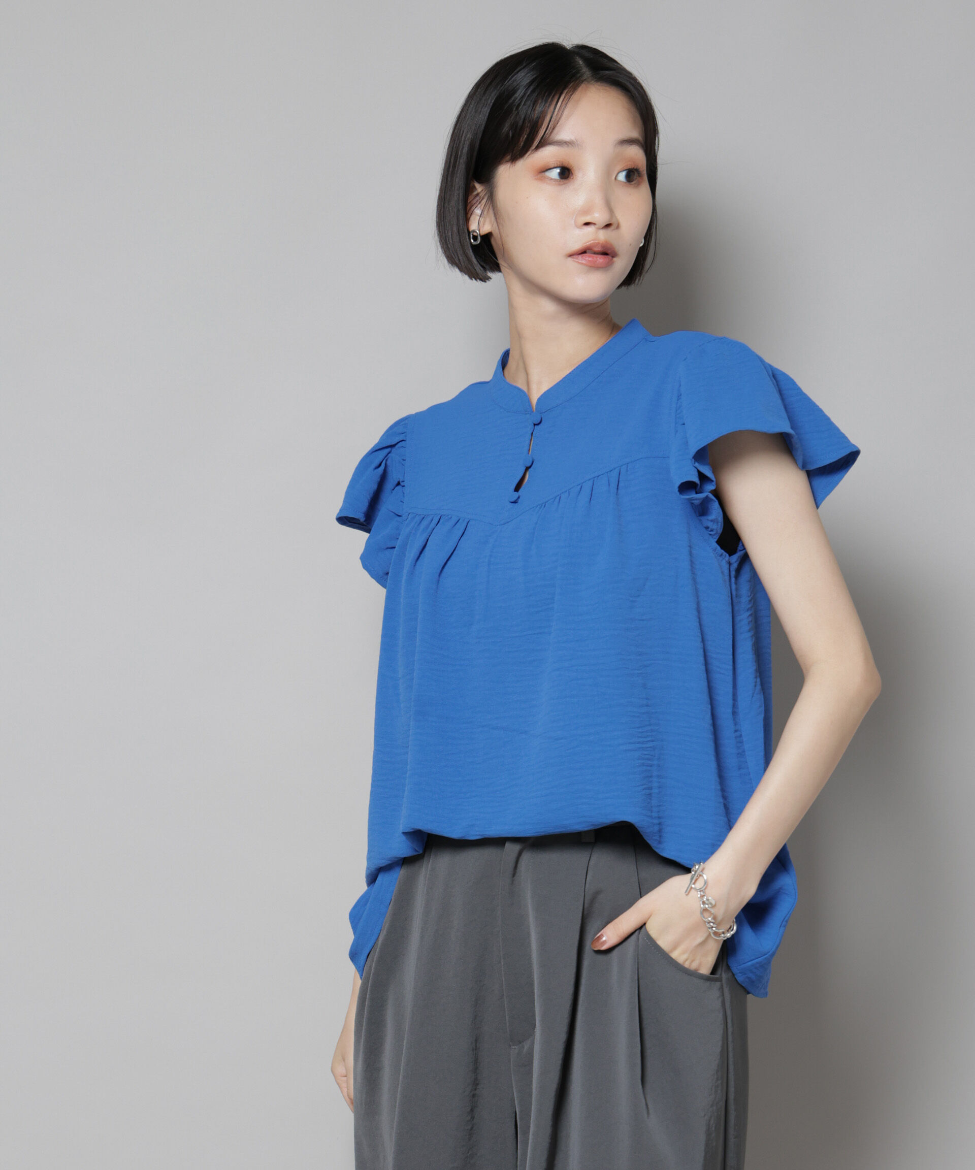 nano･universe「フリルスリーブブラウス(セットアップ可)」|シャツ・ブラウス|