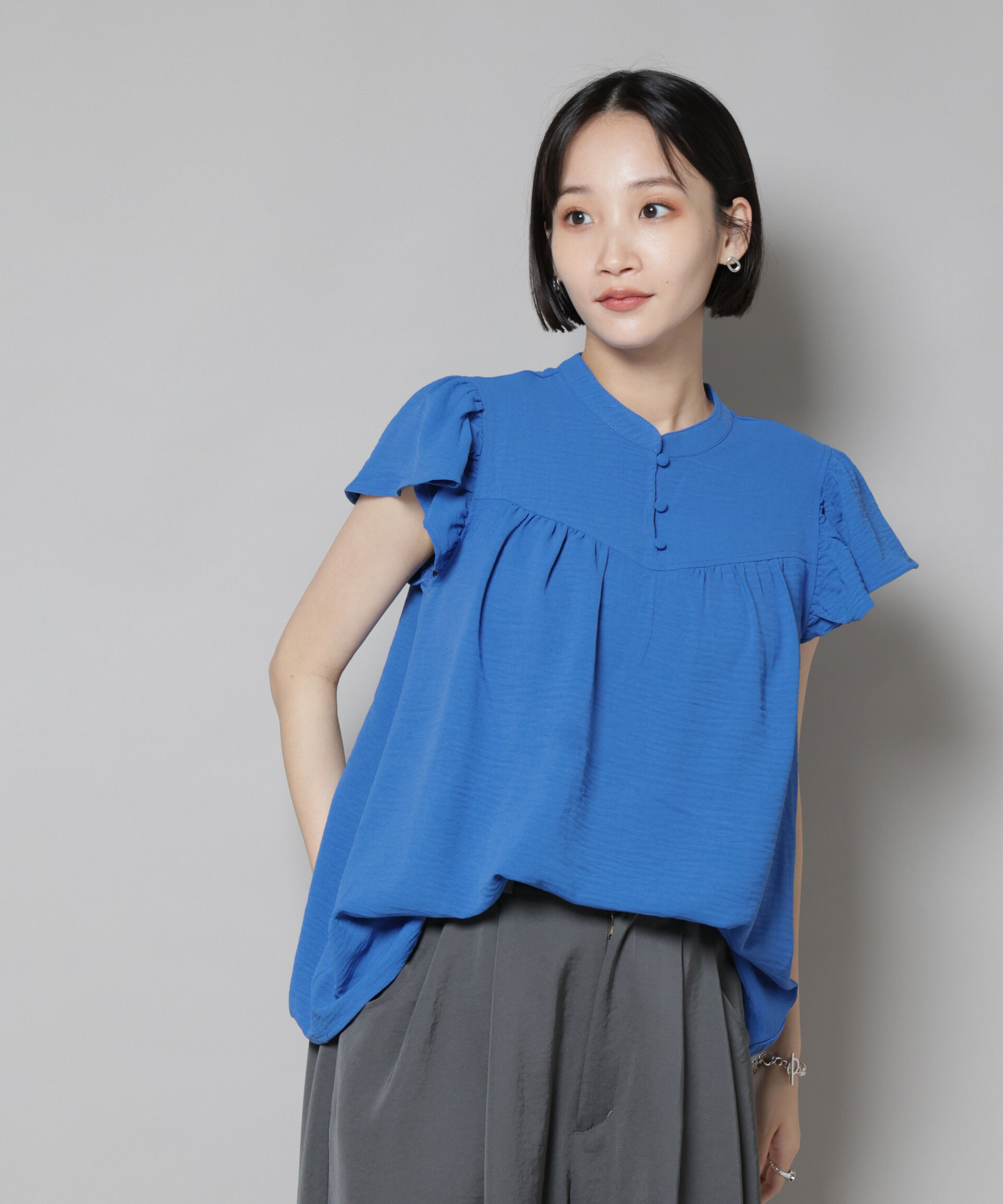 nano･universe「フリルスリーブブラウス(セットアップ可)」|シャツ・ブラウス|