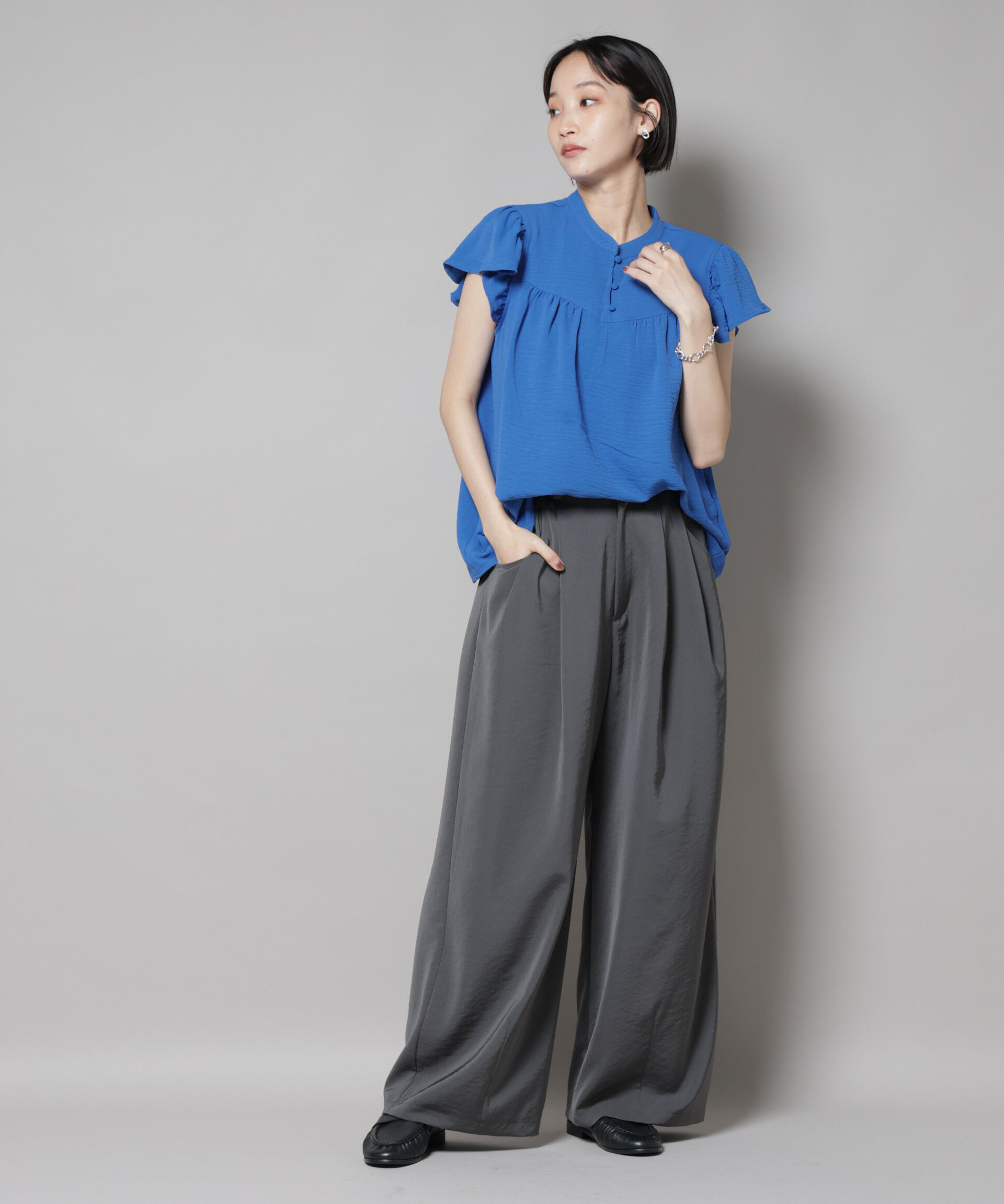 nano･universe「フリルスリーブブラウス(セットアップ可)」|シャツ・ブラウス|