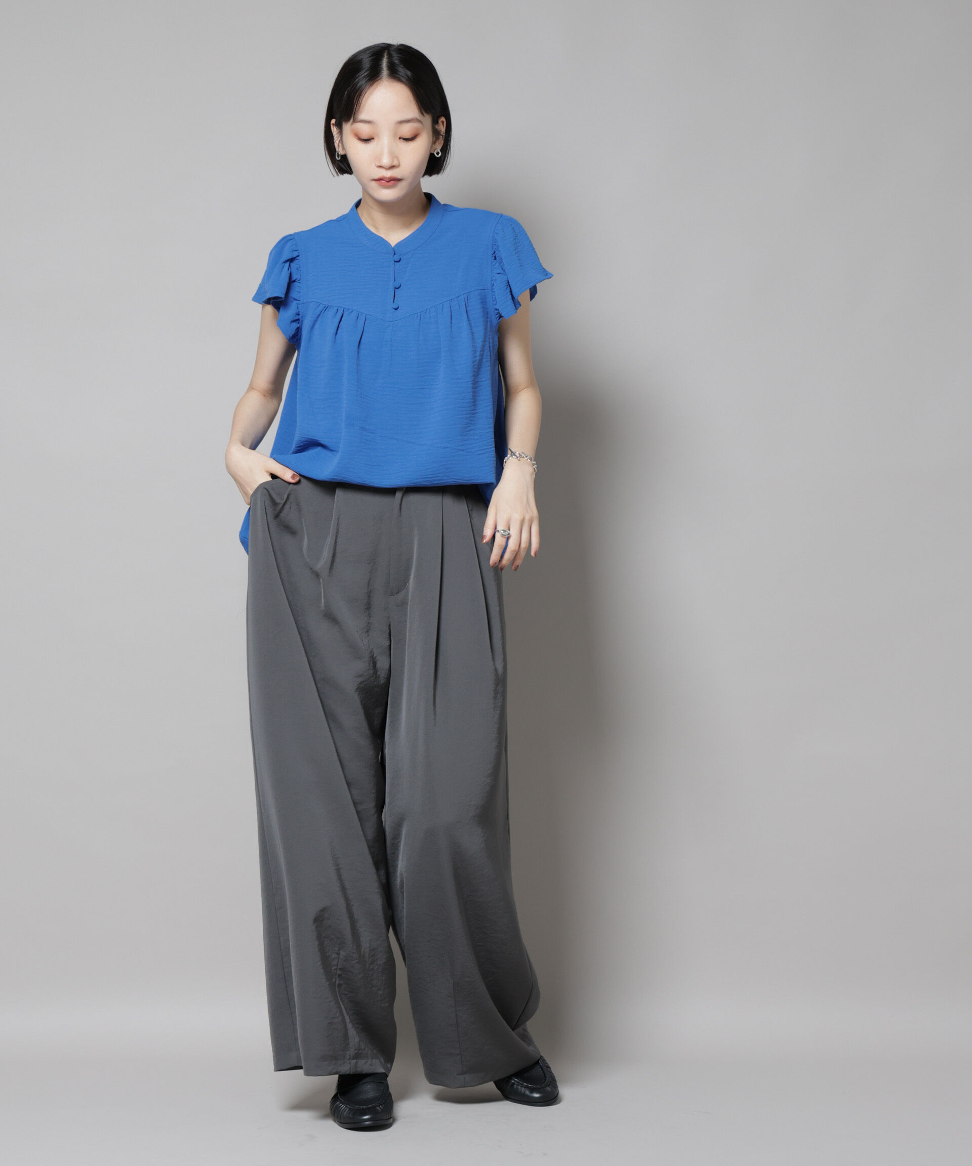 nano･universe「フリルスリーブブラウス(セットアップ可)」|シャツ・ブラウス|