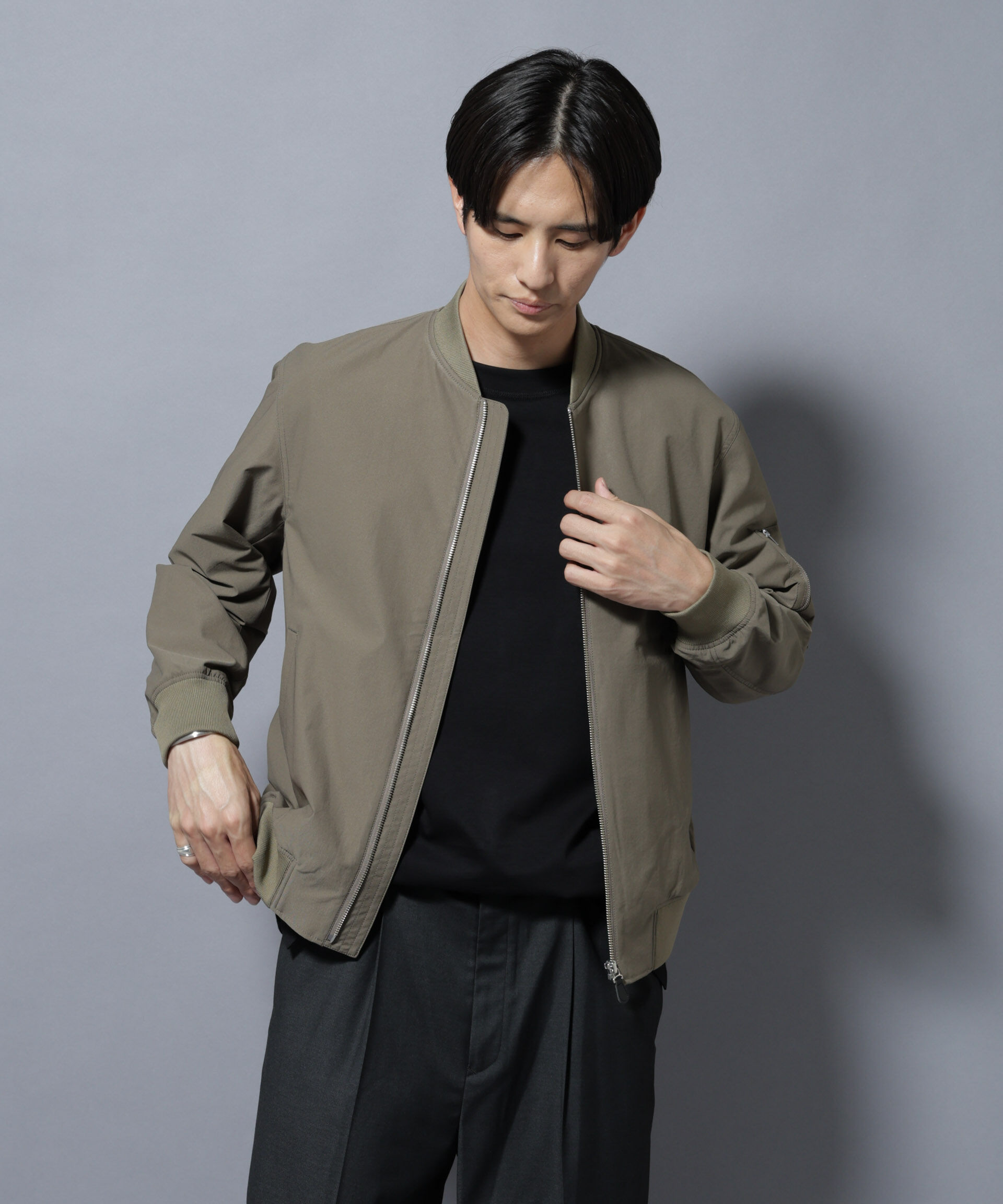 nano･universe「「N BASIC」TEXBRID(R)ツイルMA-1/撥水(セットアップ可)」|ブルゾン・スタジャン|