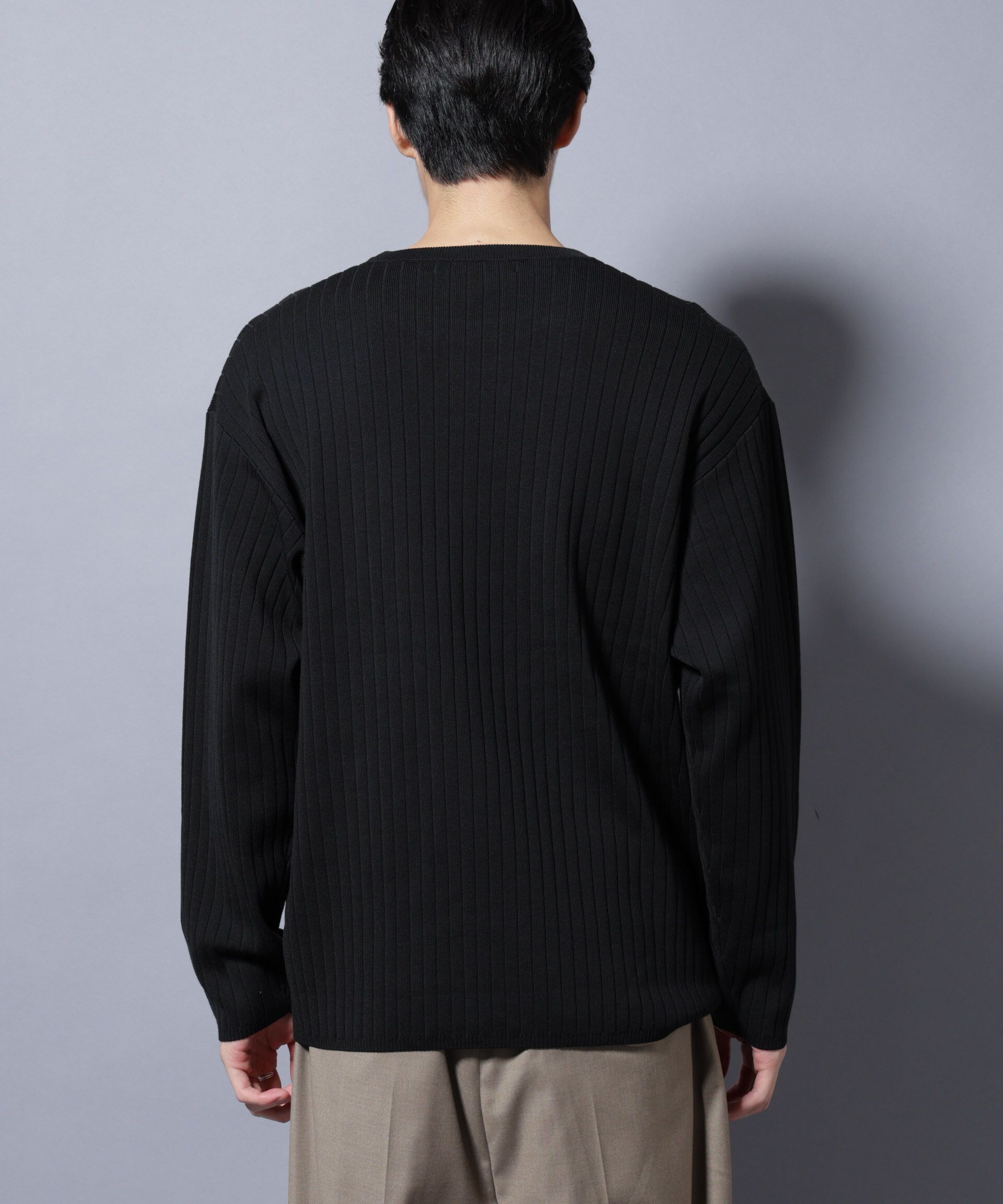 nano･universe「CICA&UVカット リブニットクルーネック」|ニット・セーター|