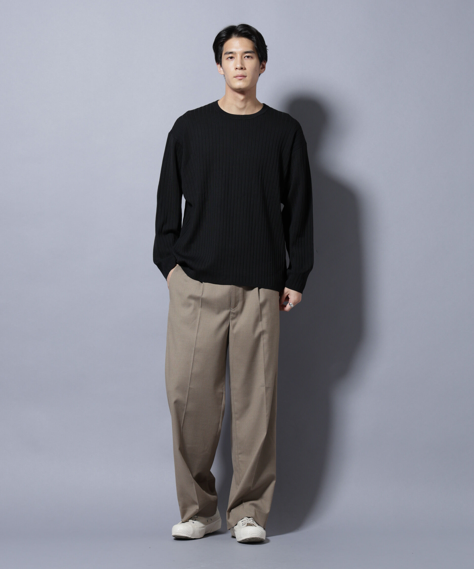 nano･universe「CICA&UVカット リブニットクルーネック」|ニット・セーター|