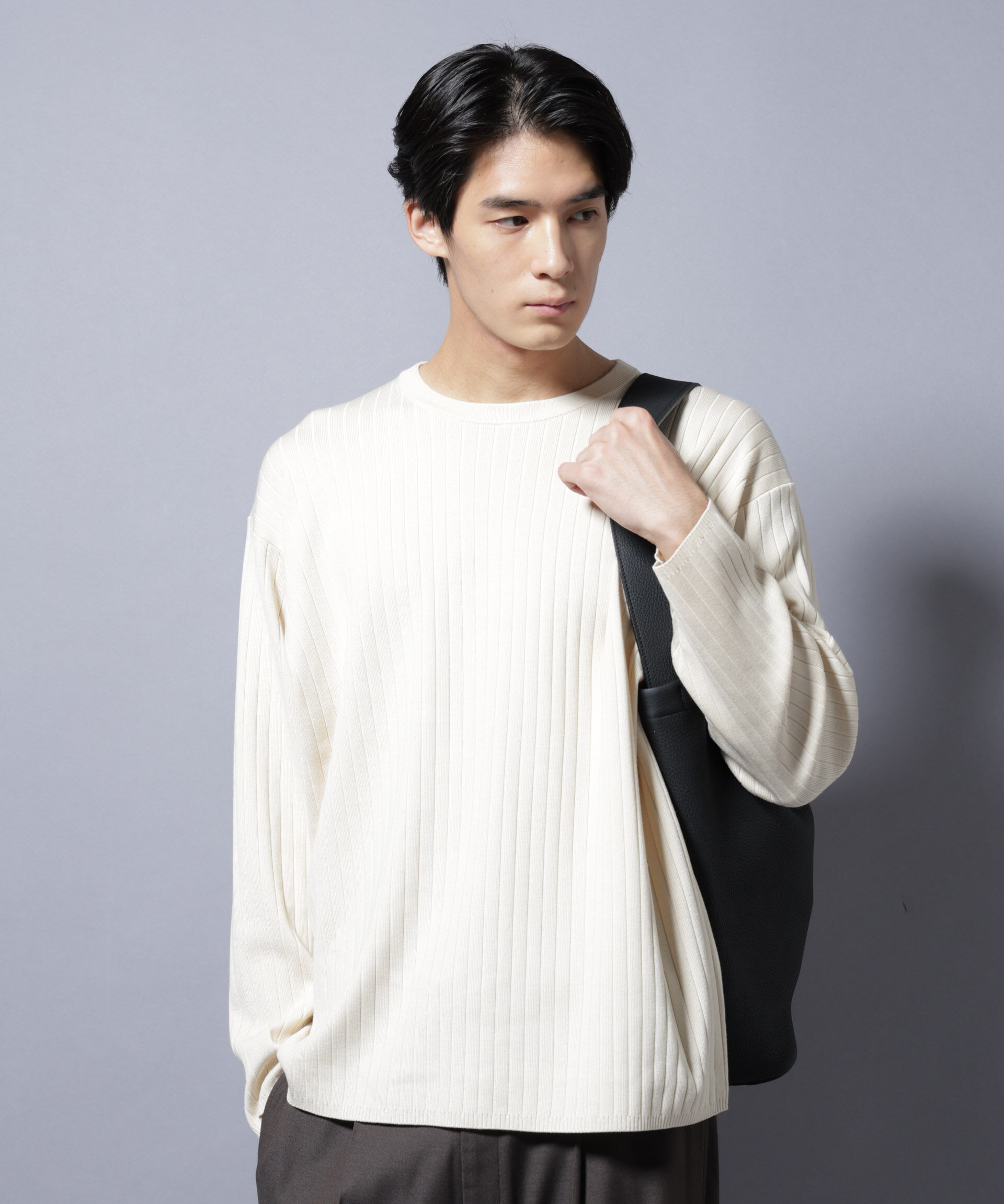 nano･universe「CICA&UVカット リブニットクルーネック」|ニット・セーター|